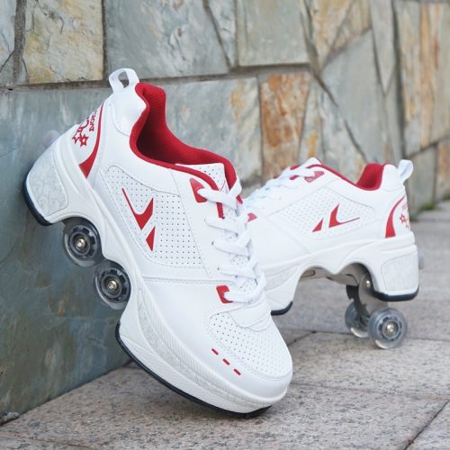 Factory direct supply 2021 Kick roller skates sneakers four wheels skating shoes for couple lovers