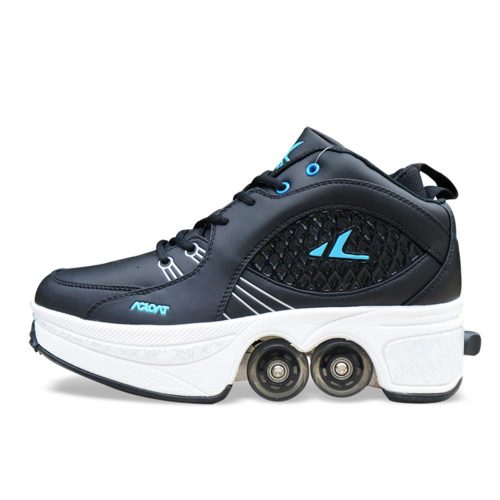 2021 Kick roller skates sneakers discounted price four wheels black blue high shoes for couple lovers