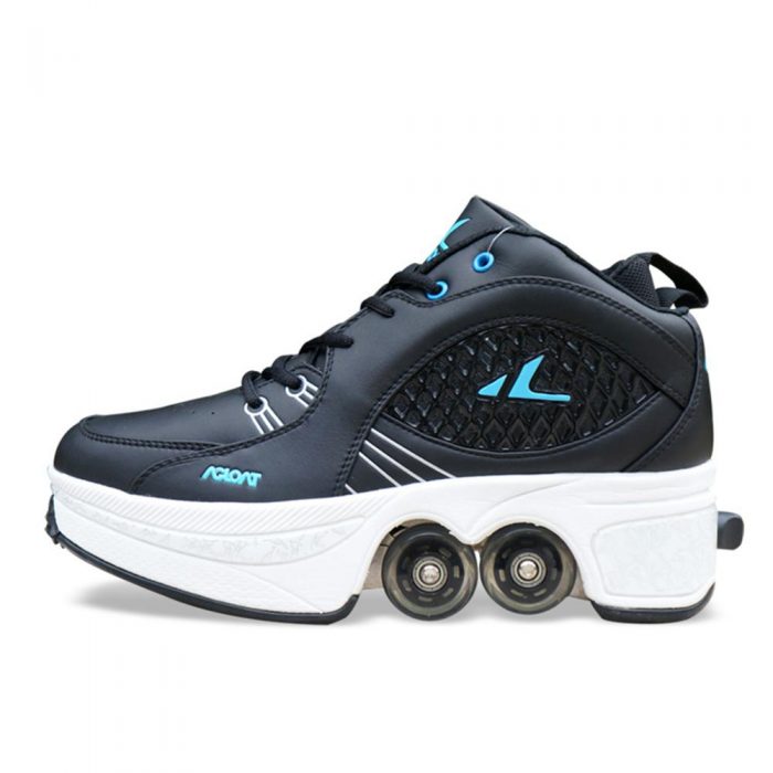 Factory supply 2021 Kick roller skates sneakers four wheels white skating shoes for couple lovers