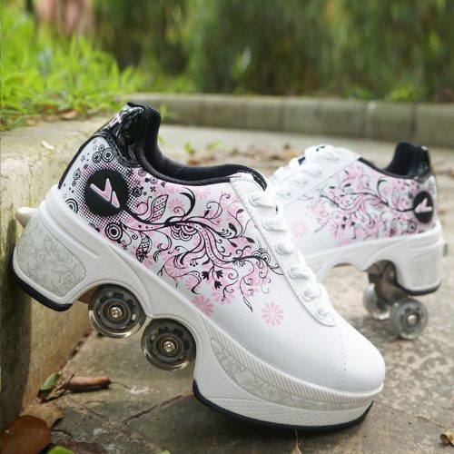 Best Christmas gift for couple lovers 2021 Kick roller skates sneakers four wheels casual shoes