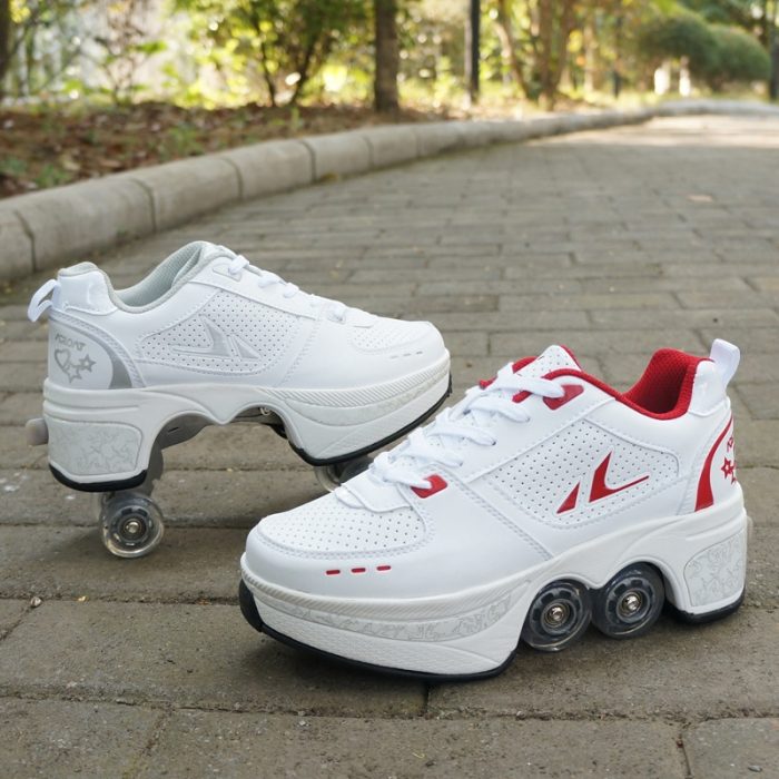 Factory direct supply 2021 Kick roller skates sneakers four wheels skating shoes for couple lovers
